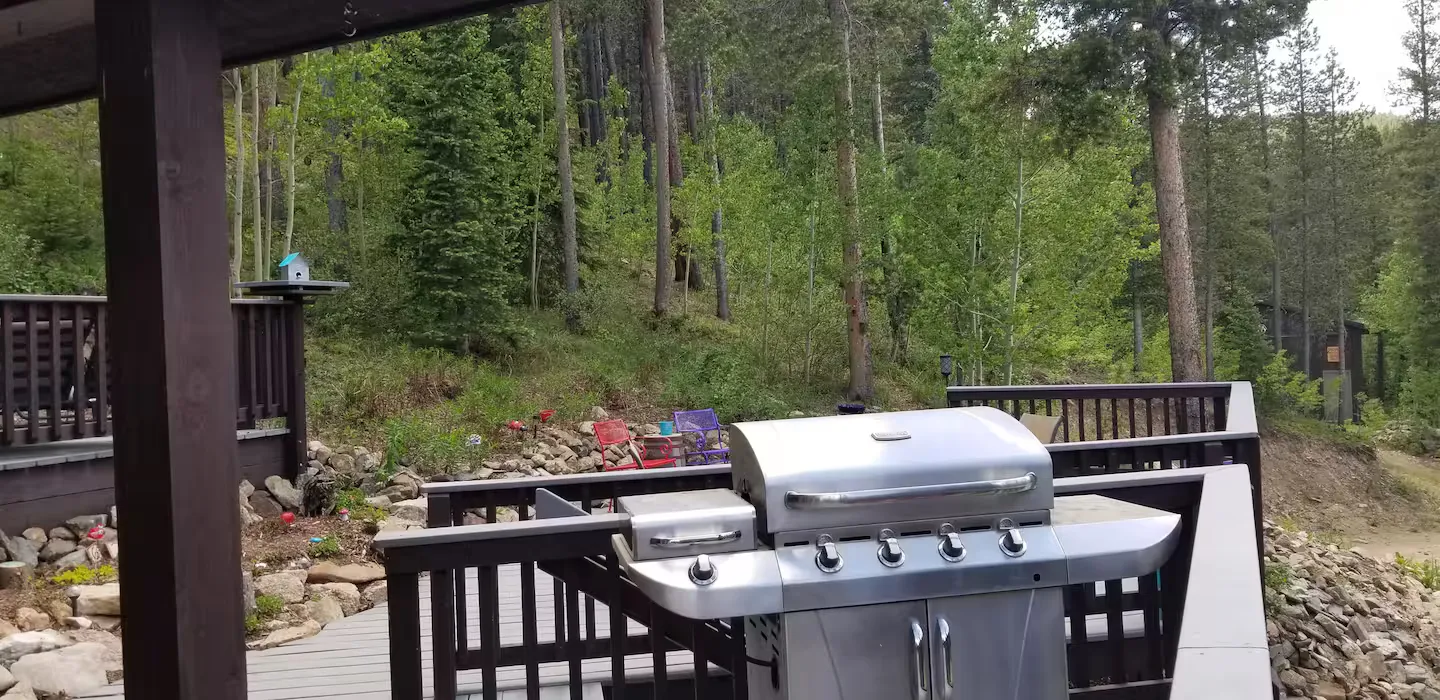 The grill on the deck, ready for a summer cookout.
