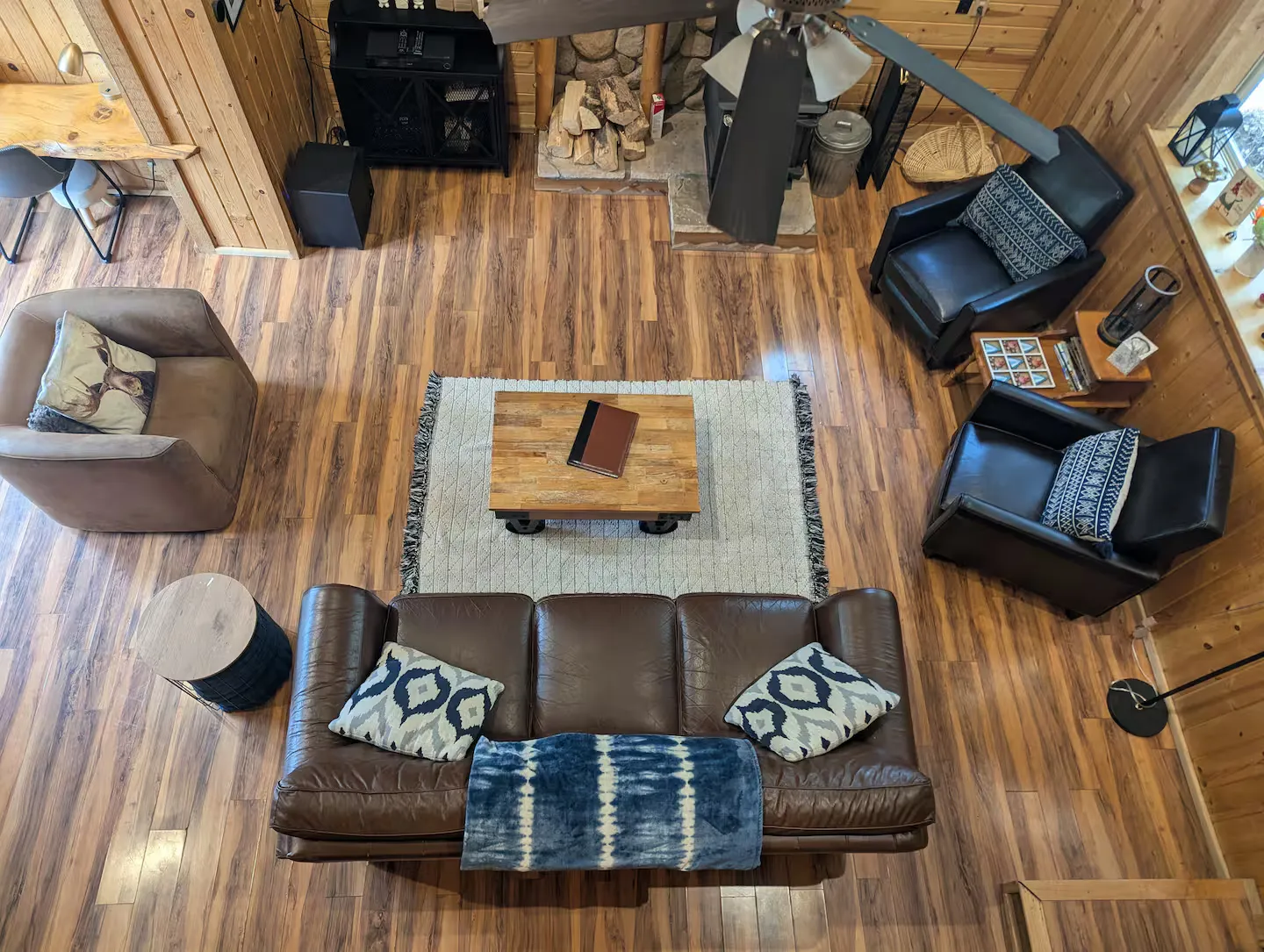 Overhead view of the living room.