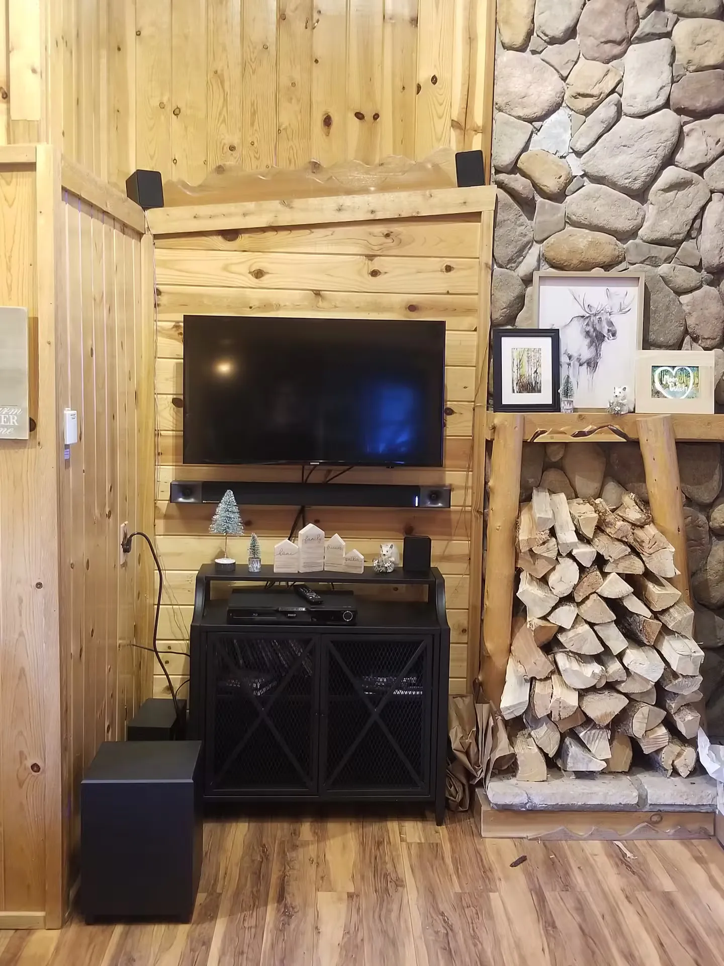 The smart TV and soundbar for movie nights.